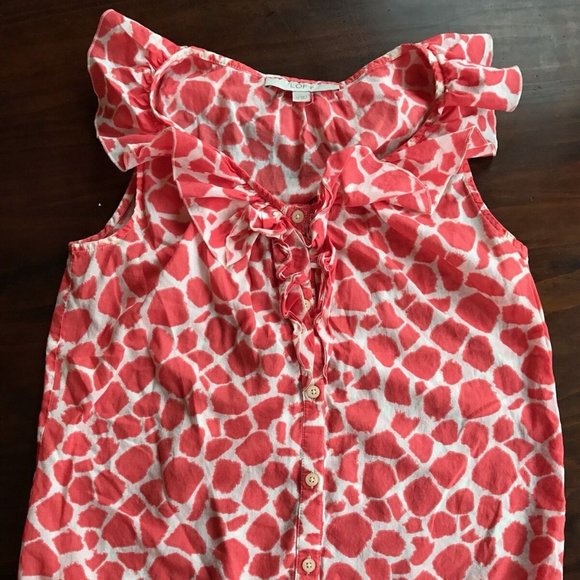 LOFT Career Blouse Sz XS Ruffles Pink bubble hem - Picture 5 of 10